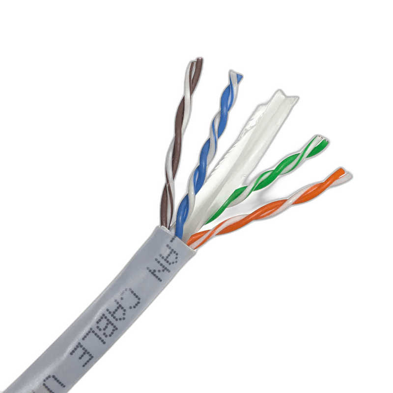 Cable Cat6 con sus cuatro pares trenzados a la vista