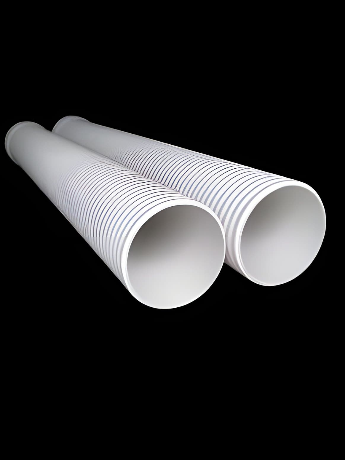 Two lengths of double-wall corrugated sewer pipe