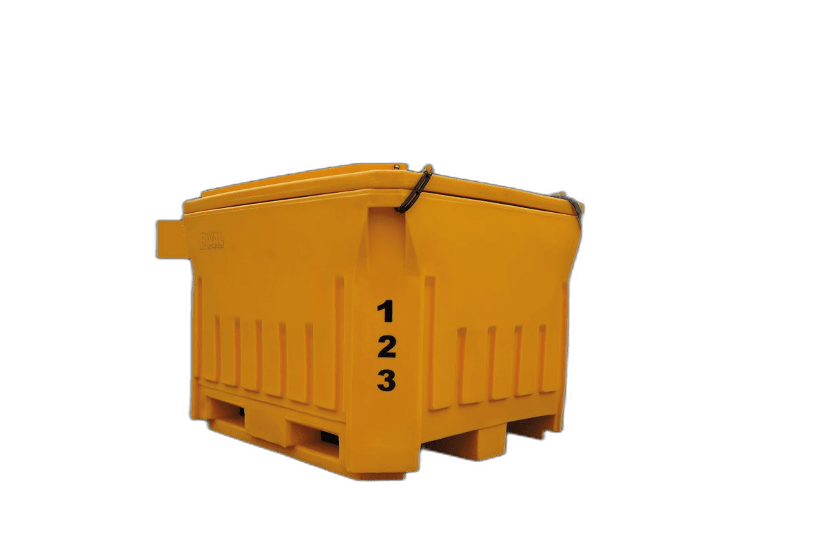 Voltiera insulated fish tote — 700 liter food-grade polyethylene insulated bin with double-wall polyurethane foam insulation, for the seafood and aquaculture trade