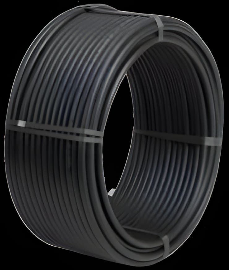 Coil of black polyethylene hose