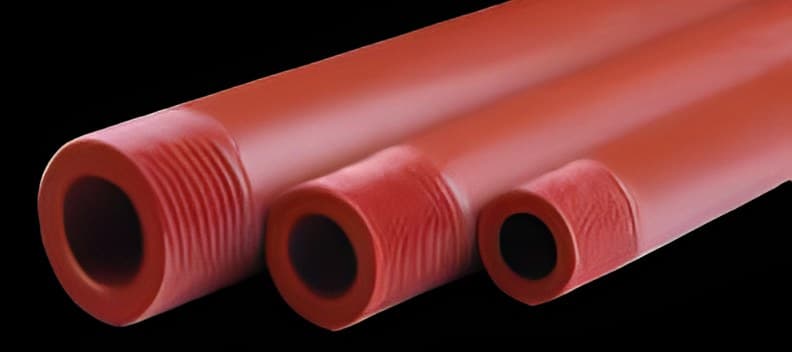 Red PP threaded pipe in three diameters