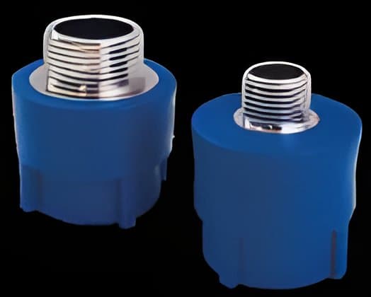 Blue PP-R male adapter with metal insert