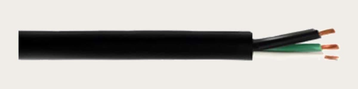 SJT cord 3 × 14 AWG with the copper conductors exposed